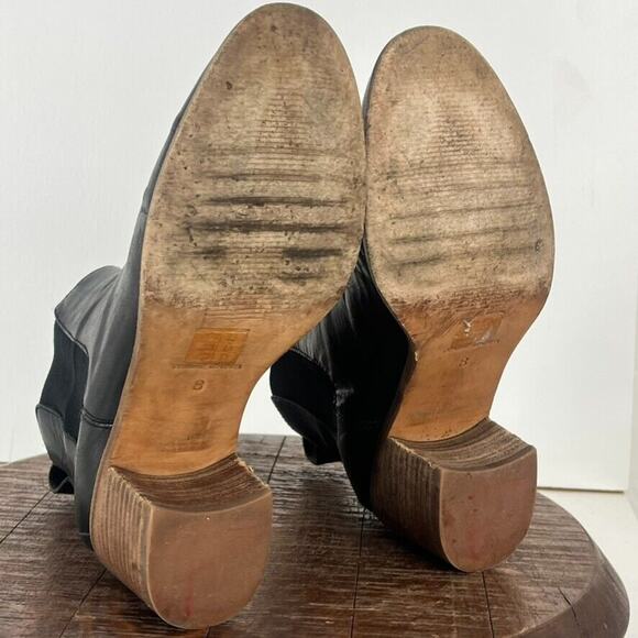Madewell Boots Women's Size 8 Chelsea Black Leather The Frankie Pull On Heel - Picture 12 of 12